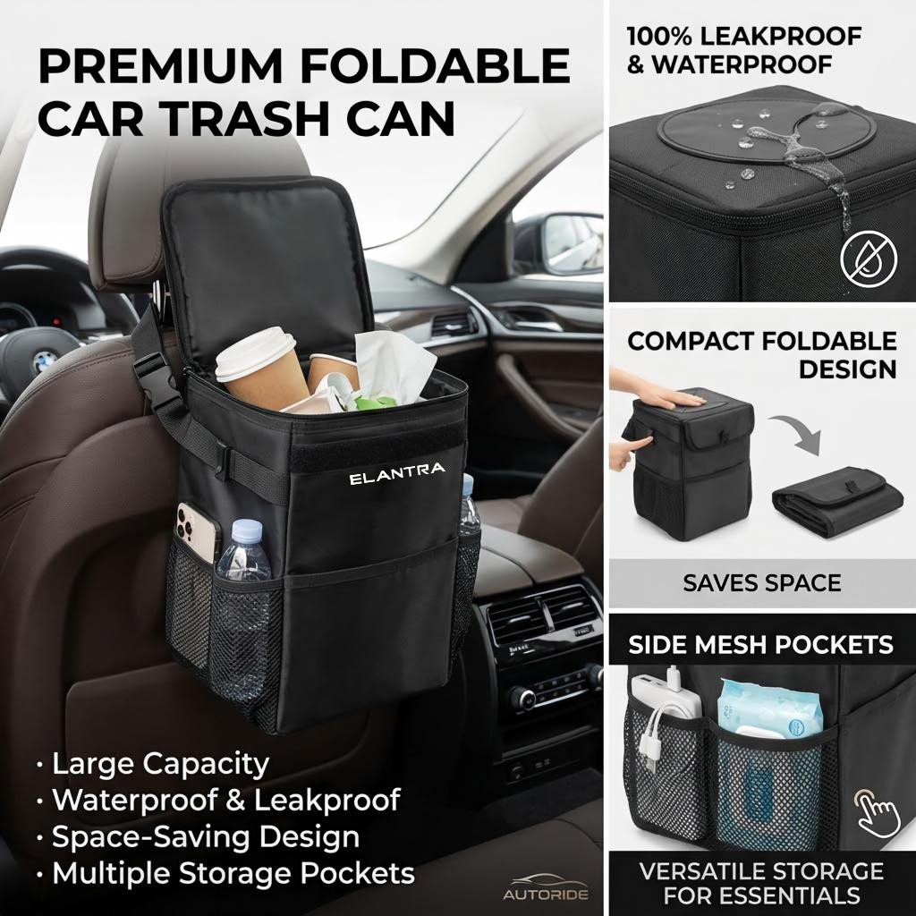 Waterproof Car Trash Can With Lid - Sac de rangement étanche pour corbeille
